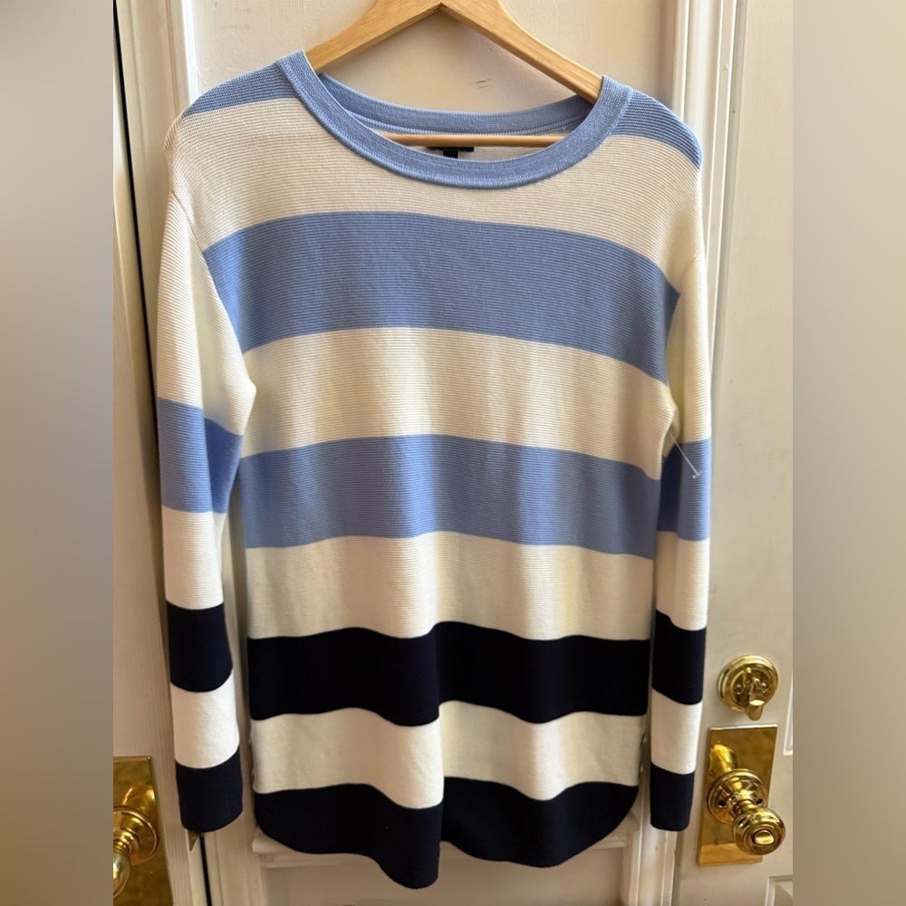 New Talbots Nautical Cotton/Rayon Crewneck Sweater